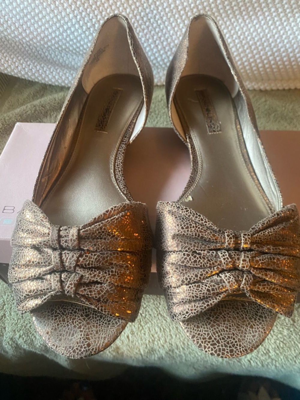 Bandolino Bronze Open Toe low wedge for evening or day very versatile